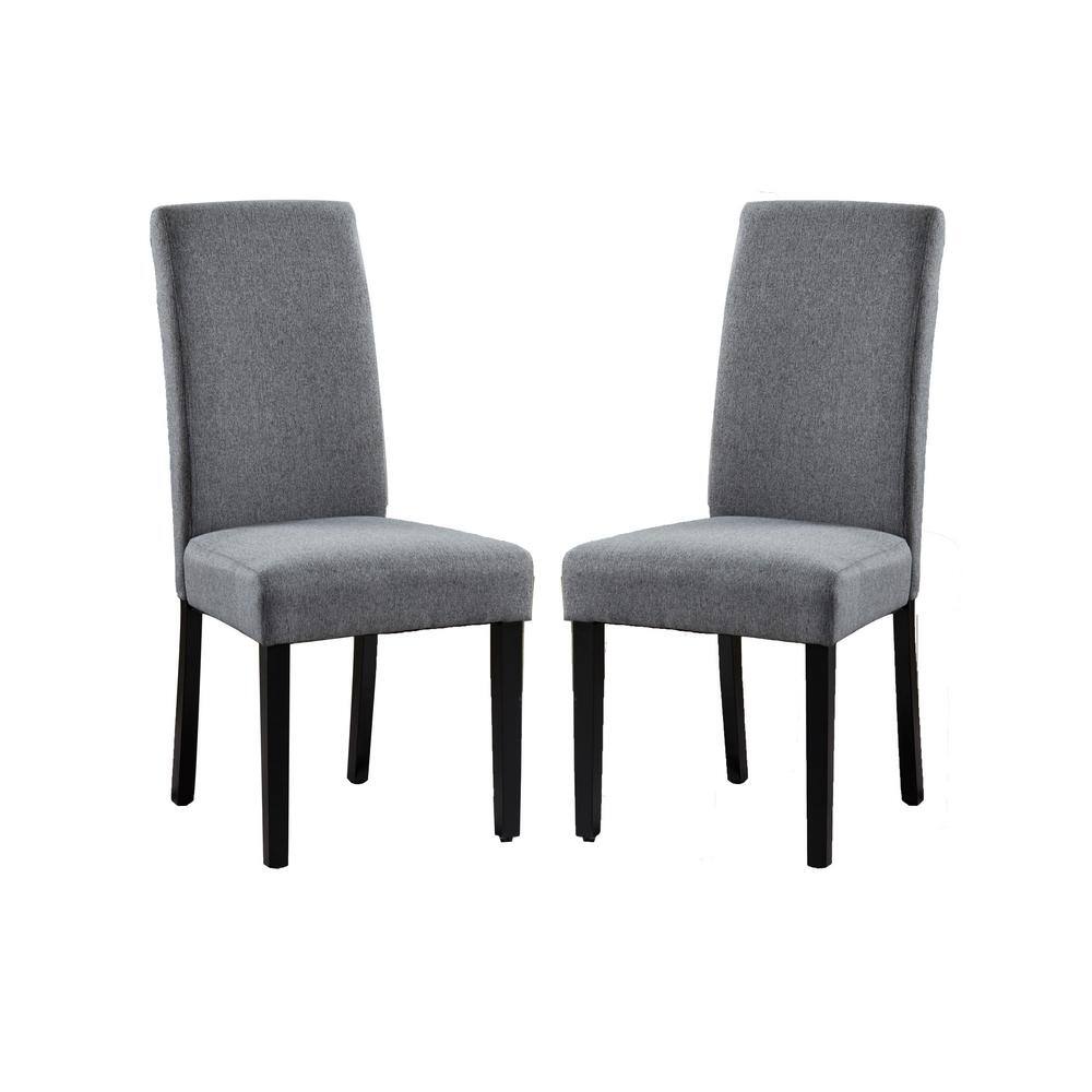 Home Beyond Savona Grey Upholstery Contemporary Dining Accent Chair Set of 2 UC-6G