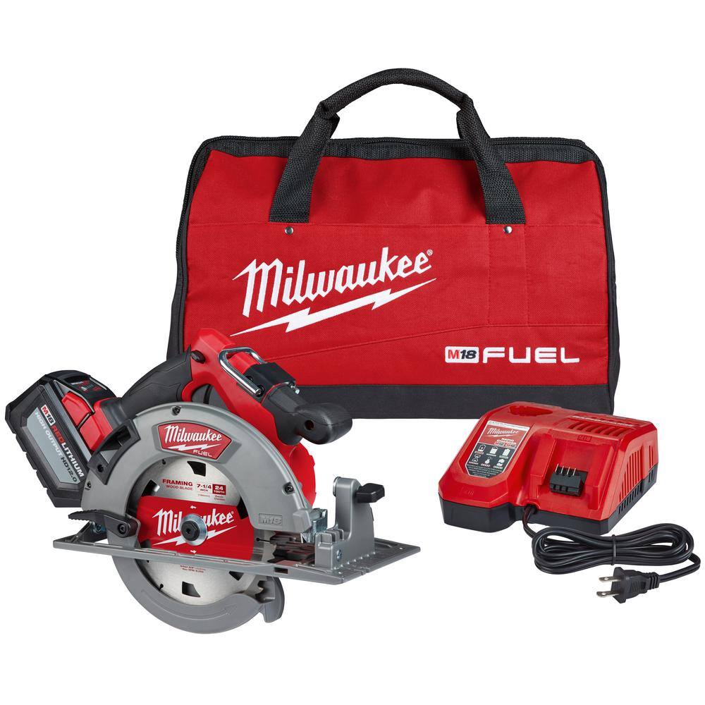 MW M18 FUEL 18V Lithium-Ion Brushless Cordless 7-14 in. Circular Saw Kit with One 12.0Ah Battery Charger Tool Bag 2732-21HD