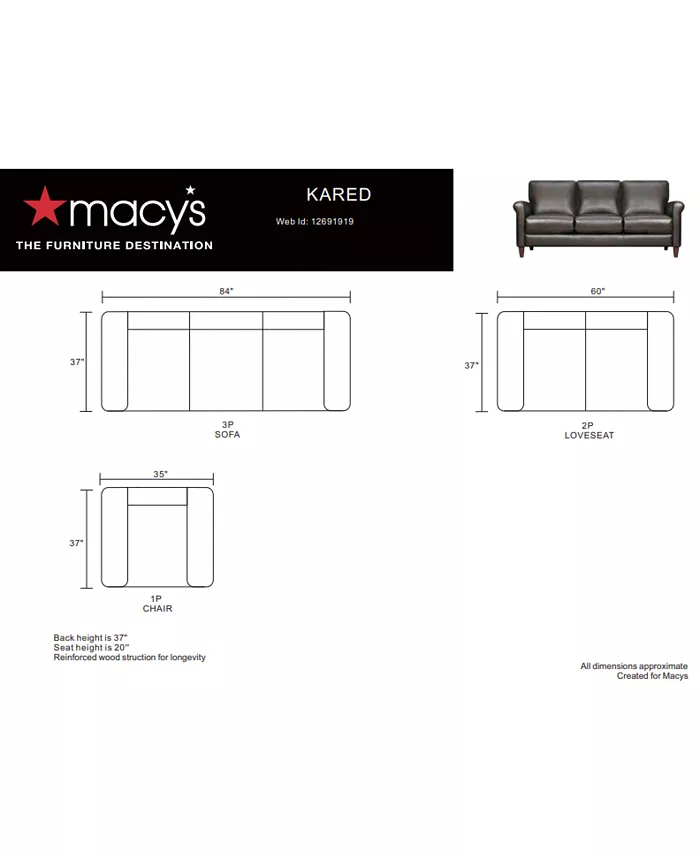 Furniture Kared 84 Roll Arm Leather Sofa