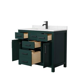 Wyndham Collection Beckett 42 in. W x 22 in. D x 35 in. H Single Sink Bathroom Vanity in Green with Carrara Cultured Marble Top WCG242442SGKCCUNSMXX