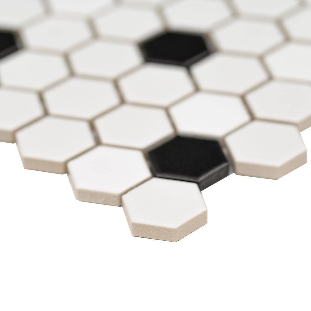 MSI Adelaide Hexagon Black and White 10 in. x 12 in. Matte Porcelain Mosaic Tile (0.8 sq. ft.  each) ADELHEX-1HEXM