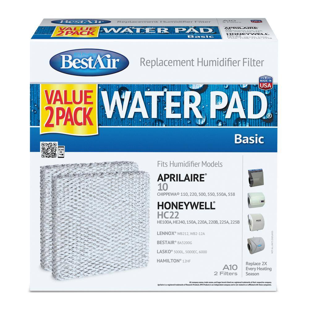 BestAir Whole House Humidifier Replacement MetalClay Water Pad (2-Pack) A10-2PK-PDQ-3