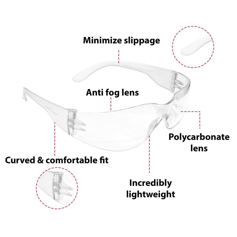 Safe Handler Hyline Safety Glasses - Anti Fog Anti Scratch Clear Impact Resistant Polycarbonate Lens (12-Pairs 1-Box) Hyline-CLEAR-ASAF