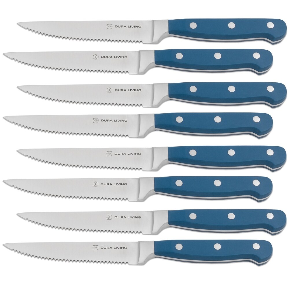 Dura Living 8 Piece Steak Knife Set   Forged High Carbon Stainless Steel Serrated steak knives