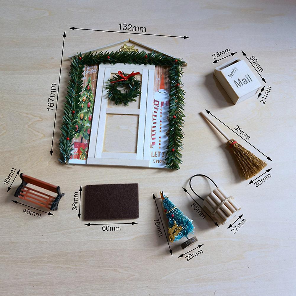 Small Doll House Accessories Diy Christmas Atmosphere Door Garden Ornaments Doll House Model With Door Red