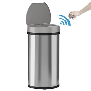 iTouchless 13 Gal. Stainless Steel Semi-Round Touchless Trash Can with AbsorbX Odor Control System Extra-Wide Opening Lid IT13HX