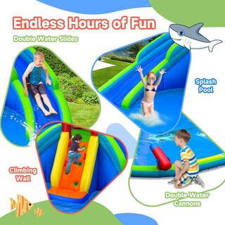 Gymax Inflatable Waterslide Wet and Dry Bounce House with Upgraded Handrail Blower Excluded GYM09328