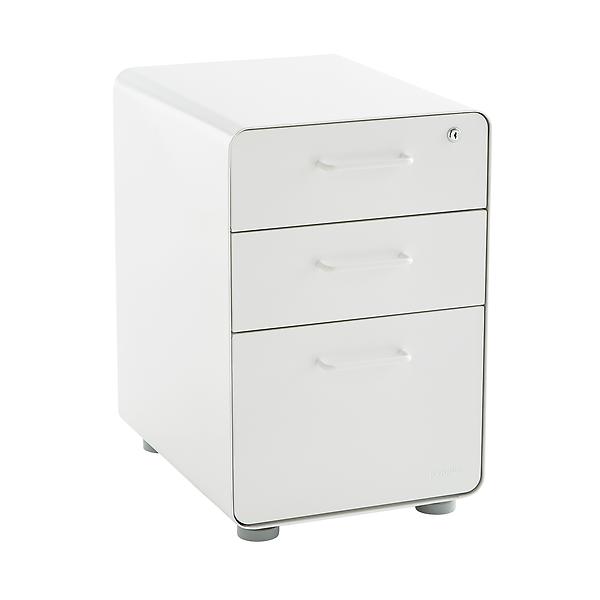 Poppin White 3Drawer Stow Locking Filing Cabinet