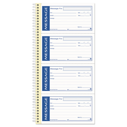 Adams Write 'n Stick Phone Message Pad， Two-Part Carbonless， 2.75 x 4.75， 4/Page， 200 Forms (SC1153WS)