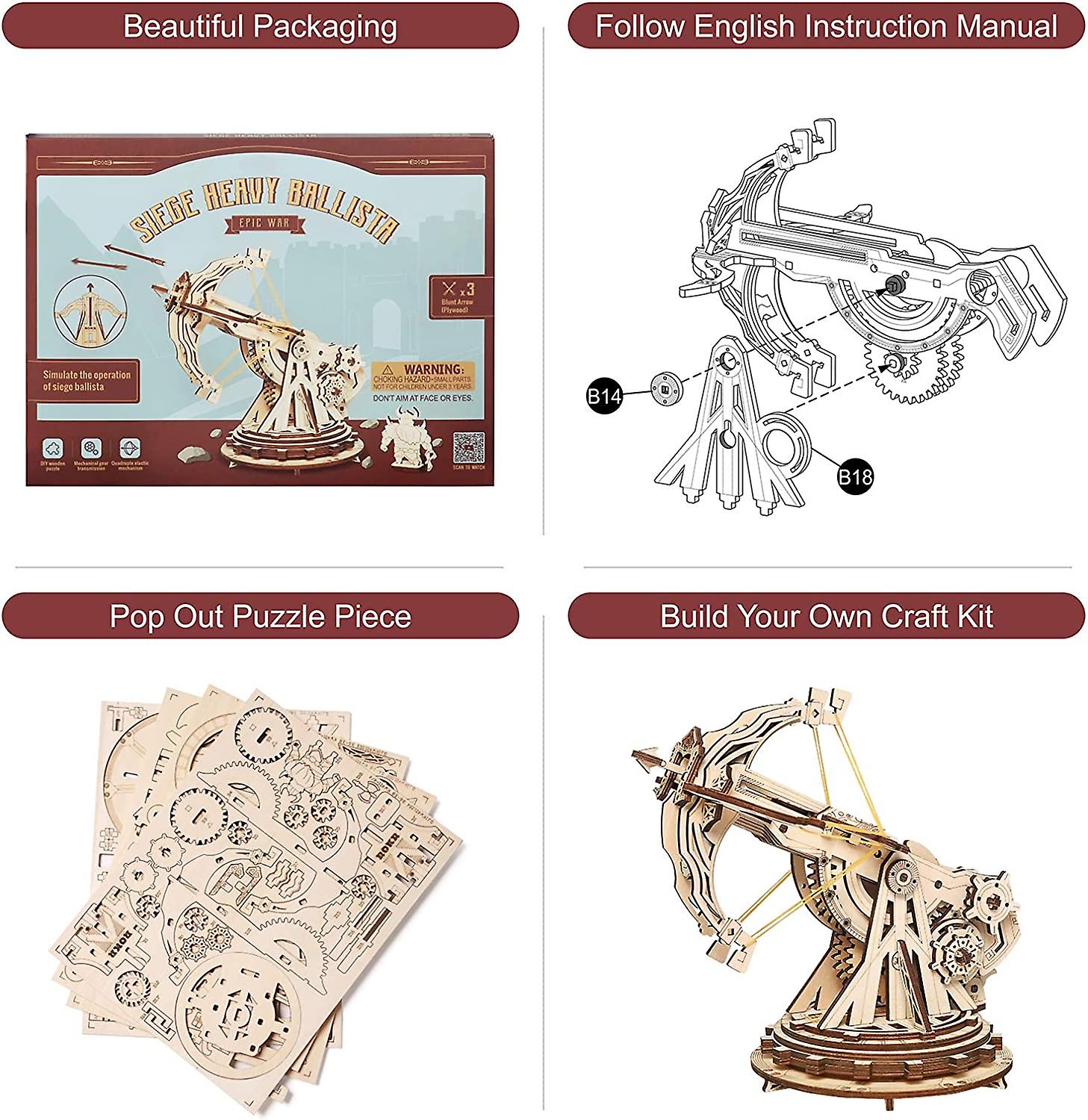 Rowood 3d Puzzles For Adults Teens， Diy Catapult Mechanical Wooden Model Kits To Build， Birthday Choice