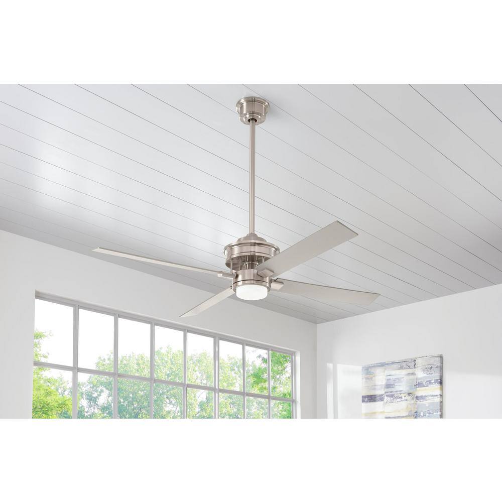 Home Decorators Collection Lincolnshire 60 in. LED Brushed Nickel Ceiling Fan with Light AM676-BN