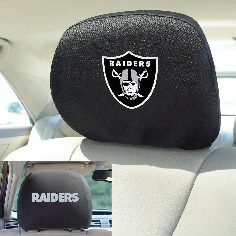 FANMATS NFL - Las Vegas Raiders Black Embroidered Head Rest Cover Set (2-Piece) 12510