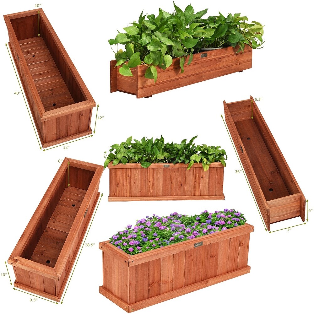 28/36/40 Inch Wooden Flower Planter Box Garden Yard Decorative Window