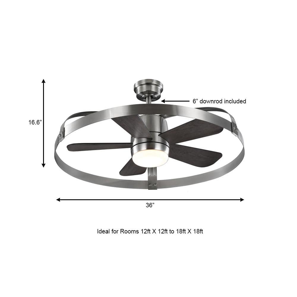 Home Decorators Collection Harrington 36 in White Color Changing Integrated LED Brushed Nickel Ceiling Fan with Light Kit and Remote Control