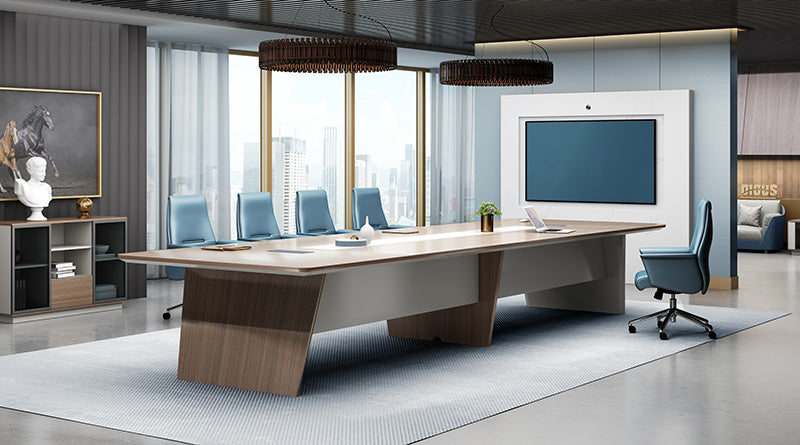 ANDERS Boardroom Table 320cm - Australian Gold Oak & Beige