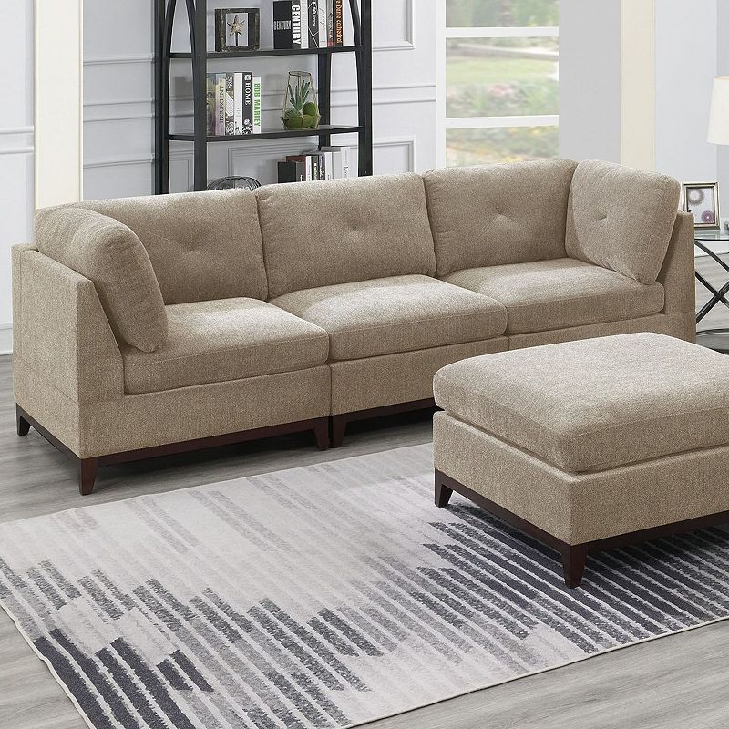 F.c Design 6pc Living Room Furniture Couch With Tufted Back Chenille Fabric Modular Sofa Set