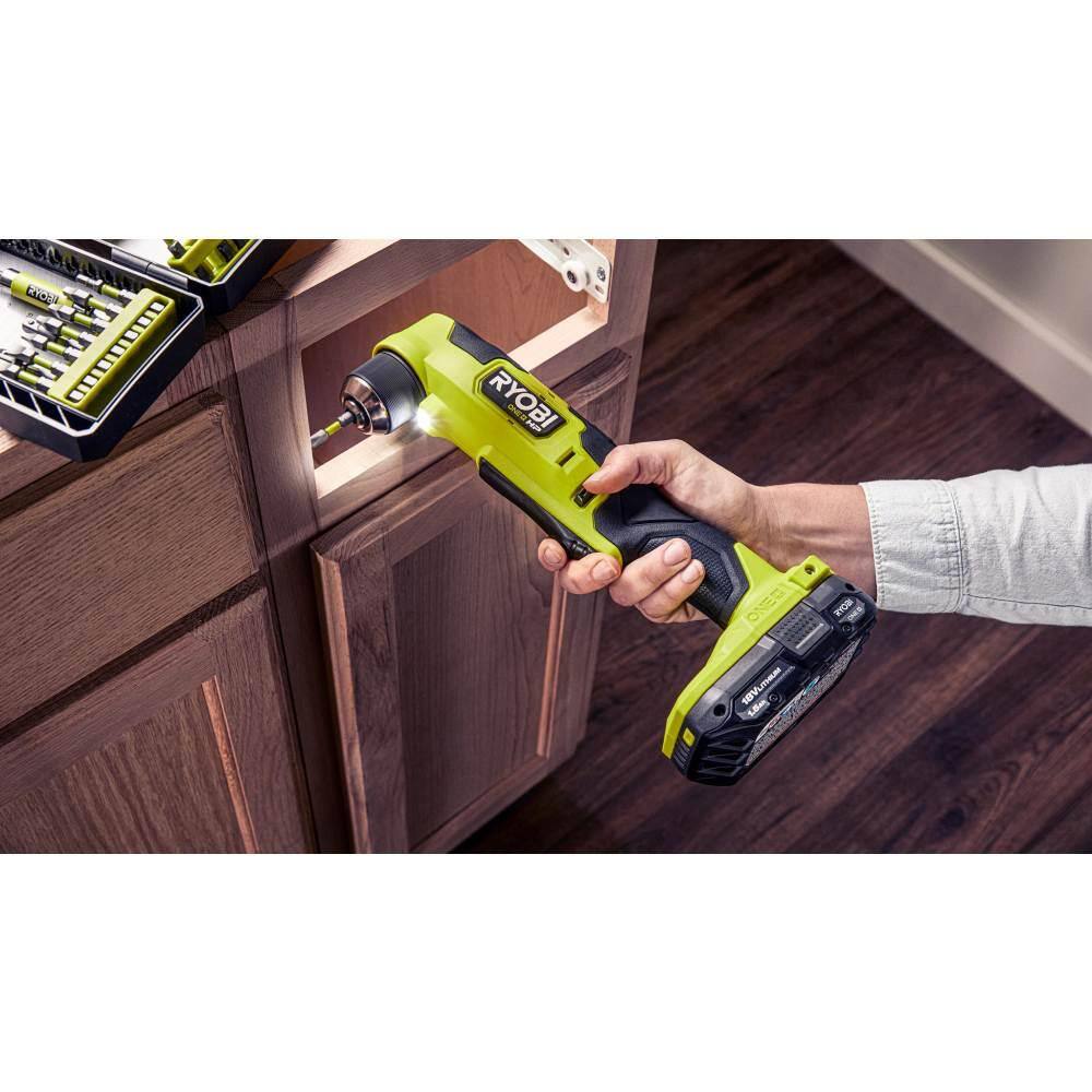 RYOBI ONE+ HP 18V Brushless Cordless Compact 38 in. Right Angle Drill w FREE 4.0 Ah HIGH PERFORMANCE Battery  Charger PSBRA02B-PSK014