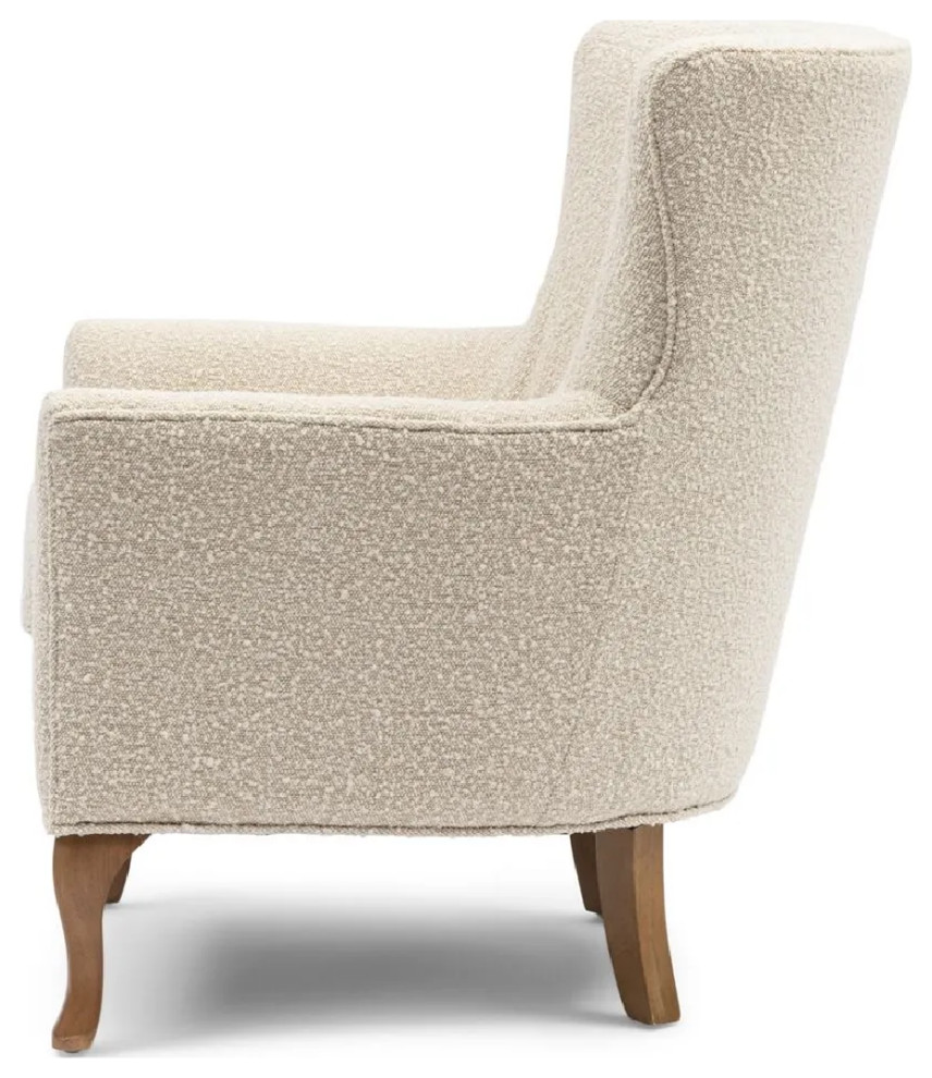 White Boucl√® Wing Chair  Riviera Maison Cavendish   Traditional   Armchairs And Accent Chairs   by Oroa   Distinctive Furniture  Houzz