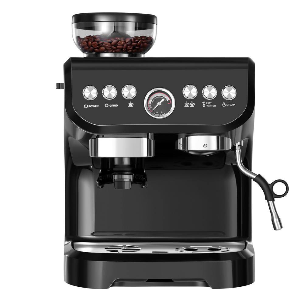 Edendirect 10 Cup Black Drip Espresso Machine Coffee Maker with Build in grinder Automatic off Milk Froth TWWJACXY517E