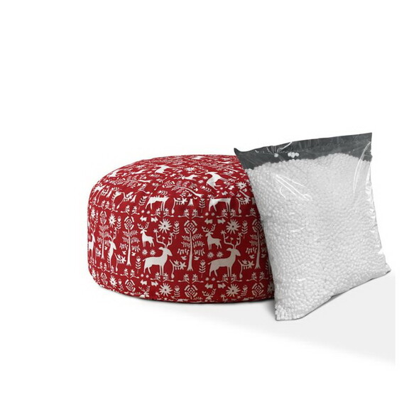 Indoor WONDERLAND Bright Red Round Zipper Pouf   S...