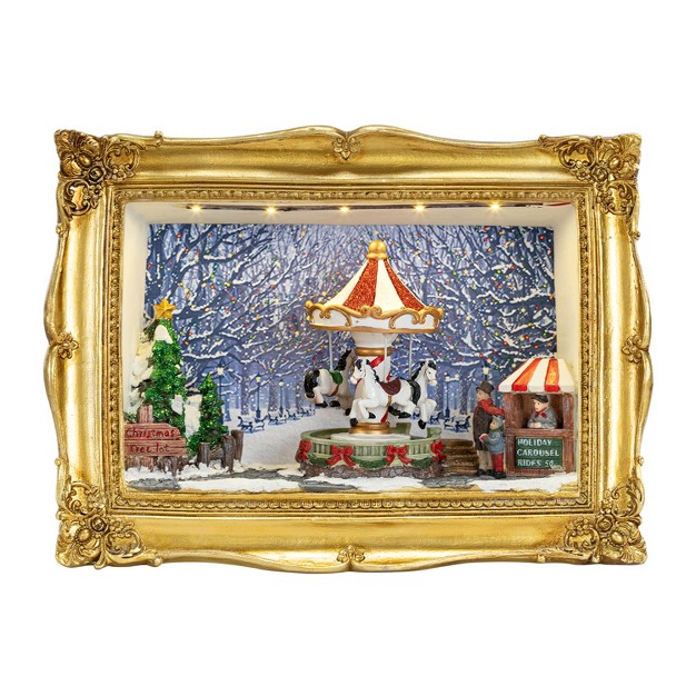 Mr Christmas 90th Anniversary Collection Animated amp Musical Gold Frame Carousel Shadow Box