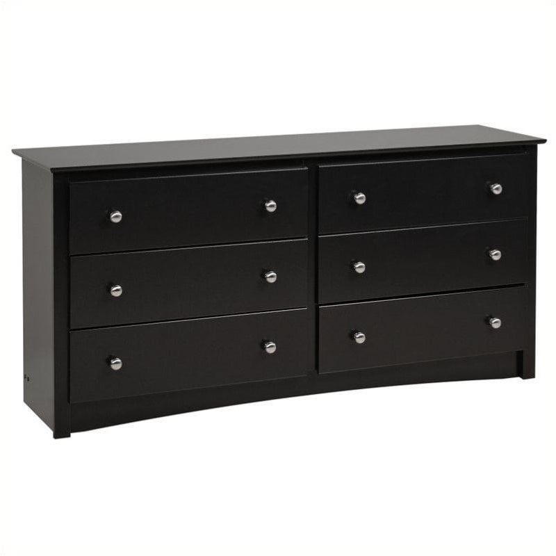 Bowery Hill 6 Drawer Double Dresser in Black