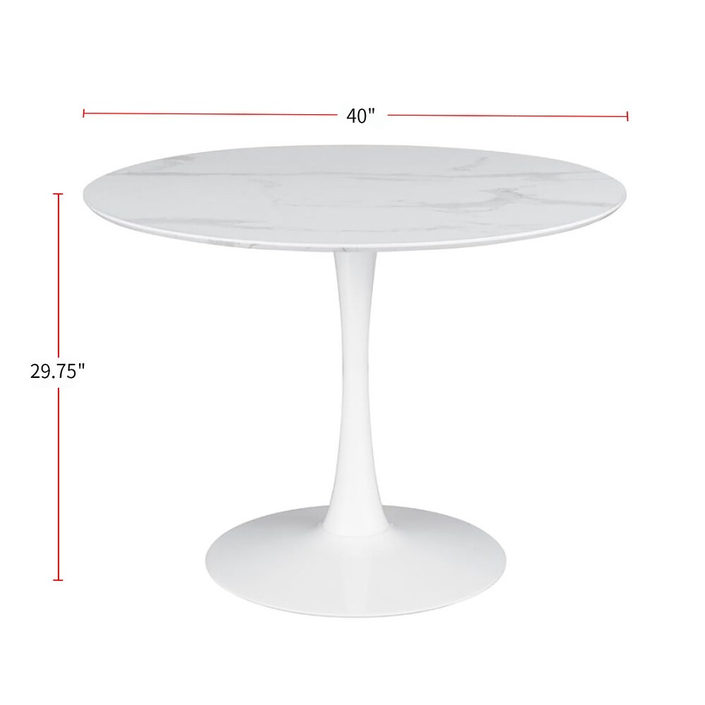 Round Dining Table in White Finish