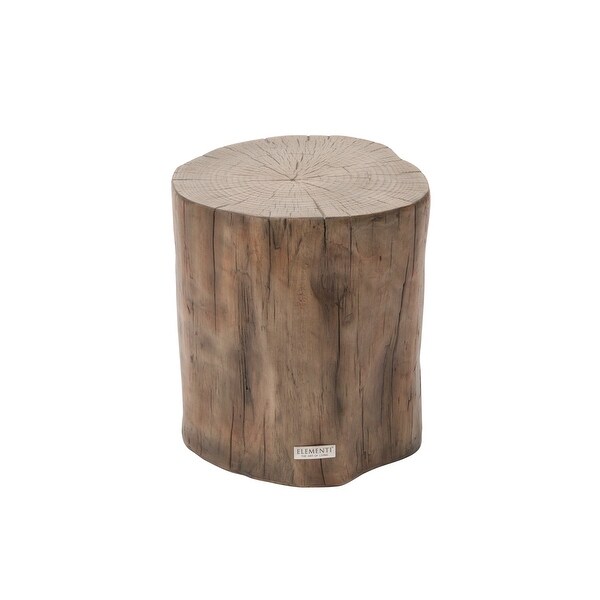 ELEMENTI Daintree Concrete 20'' End Table，Natural Style，Stump，Tree Trunk，Side Table for Patio，Living Room，Indoor，Outdoor