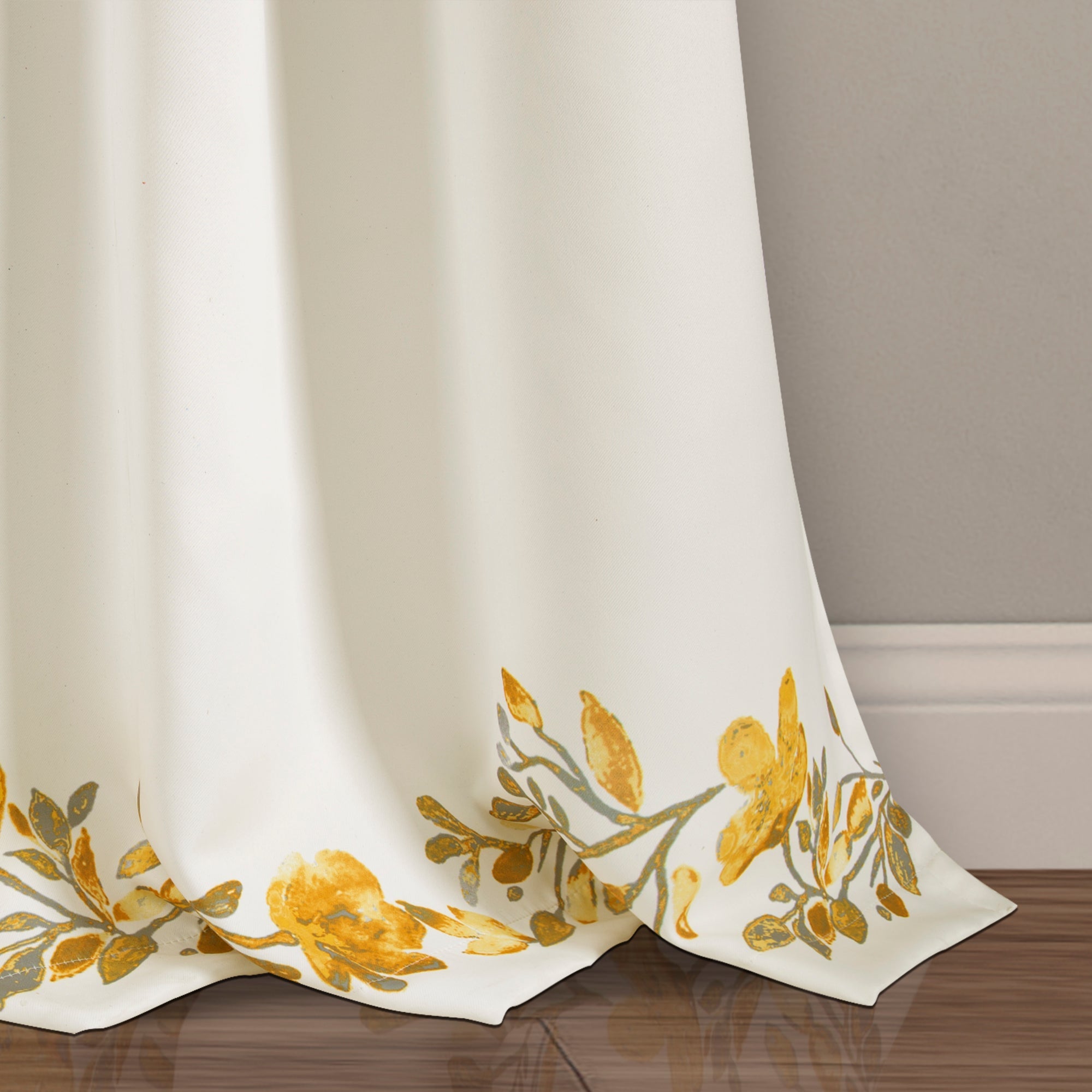 Lush Decor Tanisha Room Darkening 84" x 52" + 2" Header Floral Yellow 3" Rod Pocket 2-Pc Set Window Panel