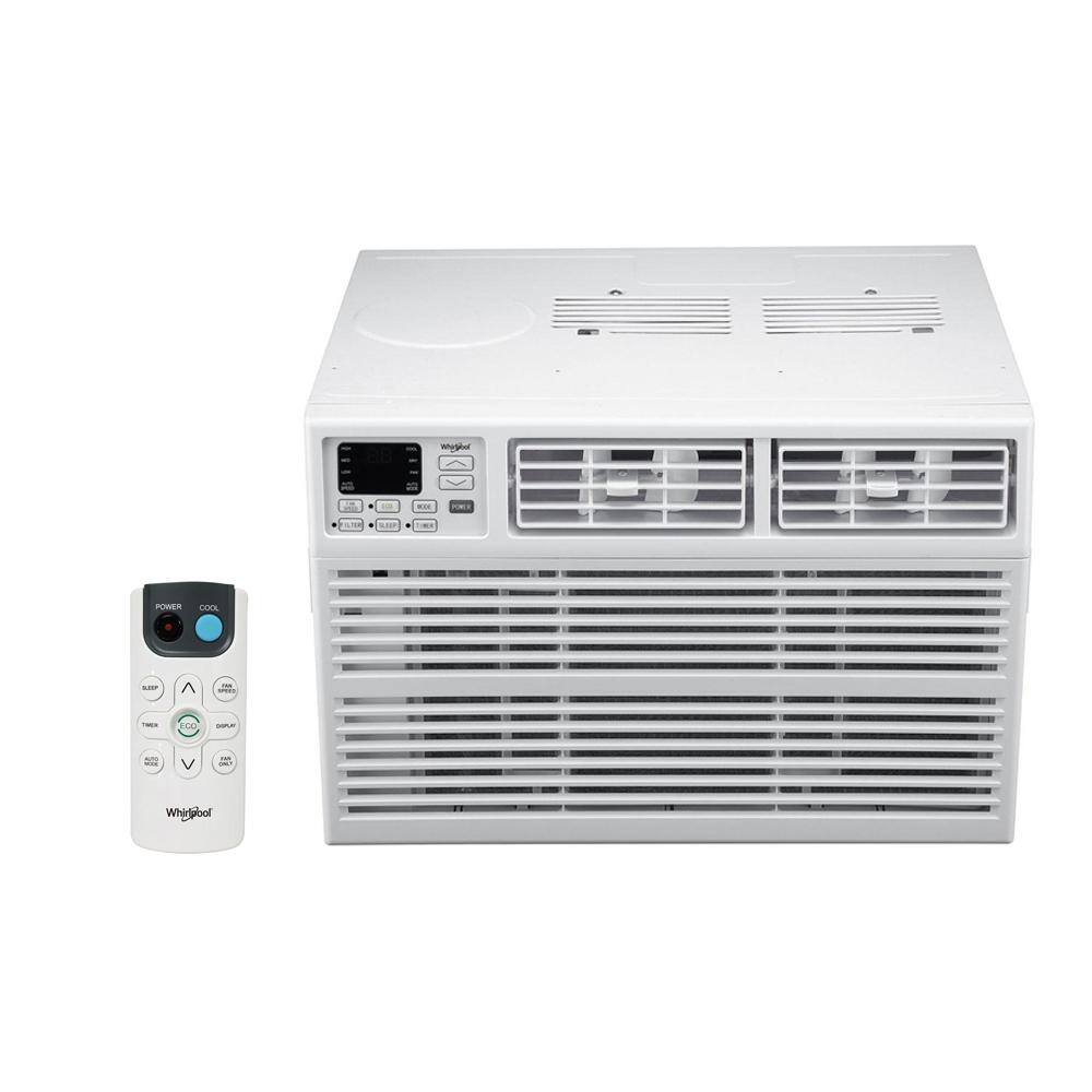 Whirlpool Energy Star 6000 BTU 115-Volt Window-Mounted Air Conditioner w Remote Digital Display DehumidifierTimer 250 sq.ft. WHAW061BW