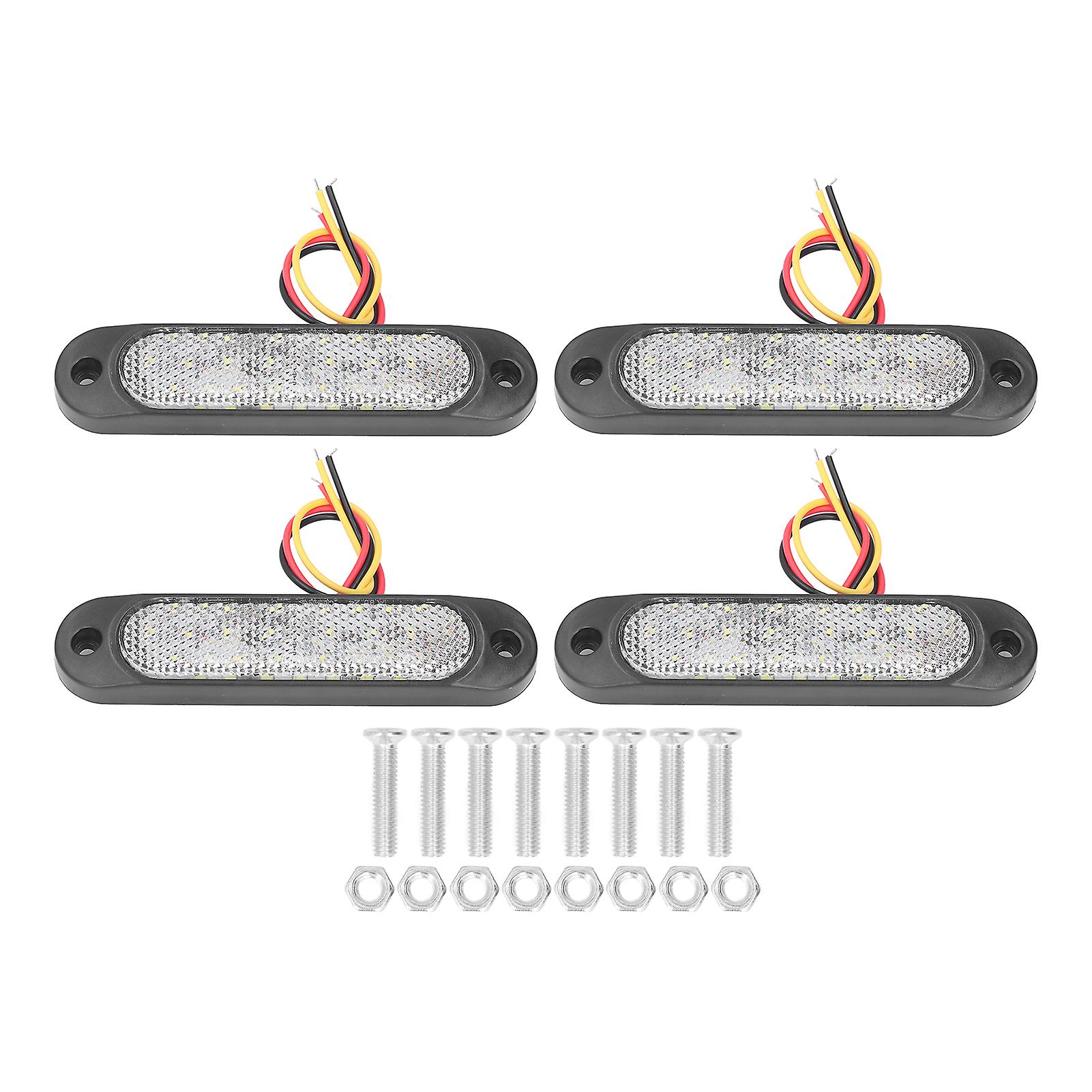 4pcs Car Reflector Light 27led 1200lm Ip67 Waterproof Universal For Rv Yacht Van Truckwhite