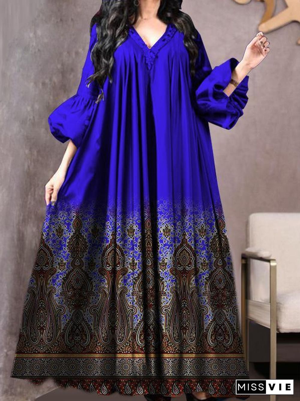 Baggy Long Sleeve Blue Women Dress