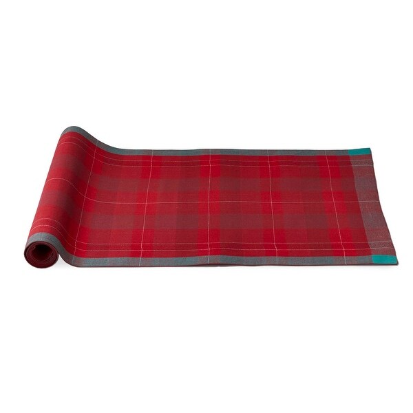 20.5 x 72 Joyous Plaid Red and Green Christmas Table Runner