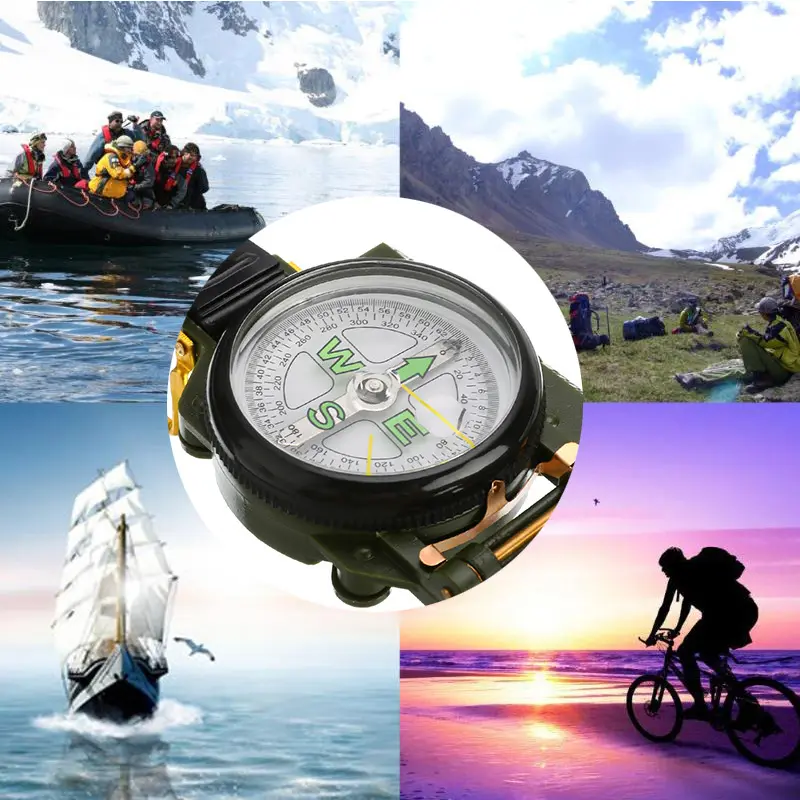 Plastic shell  Green portable compass Outdoor camping folding hiking compass tool