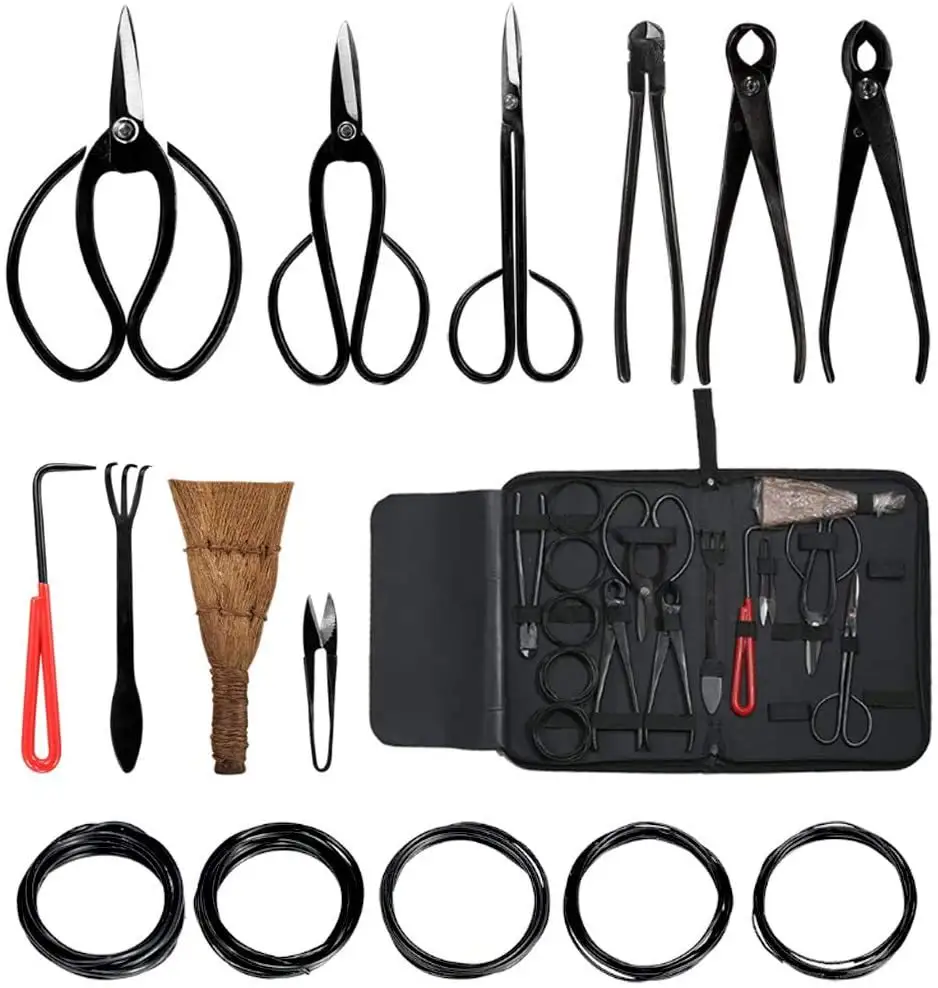 Nylon Zipped Case Carbon Steel Gardening Bonsai Tool Sets garden Plant Trimming Kit Scissor Cutter Shear