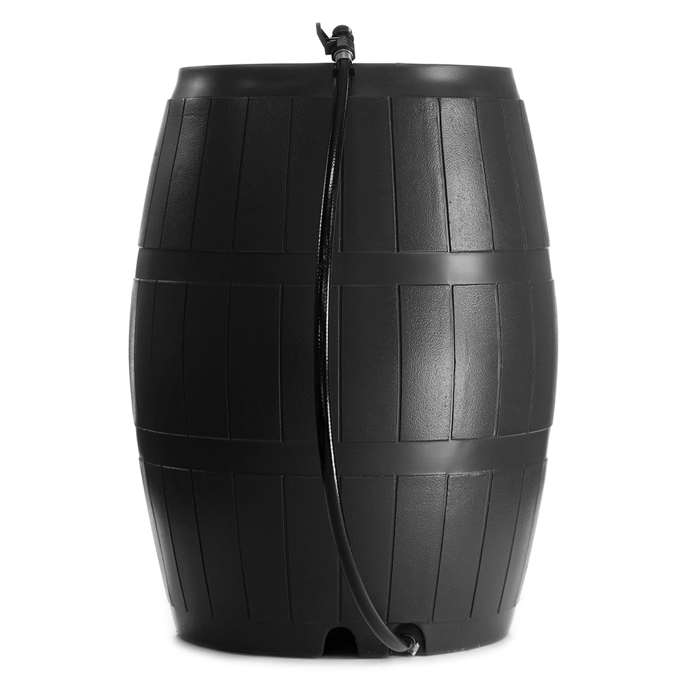 FCMP Outdoor 45-Gallon BPA Free Home Rain Water Catcher Barrel， Black (2 Pack)