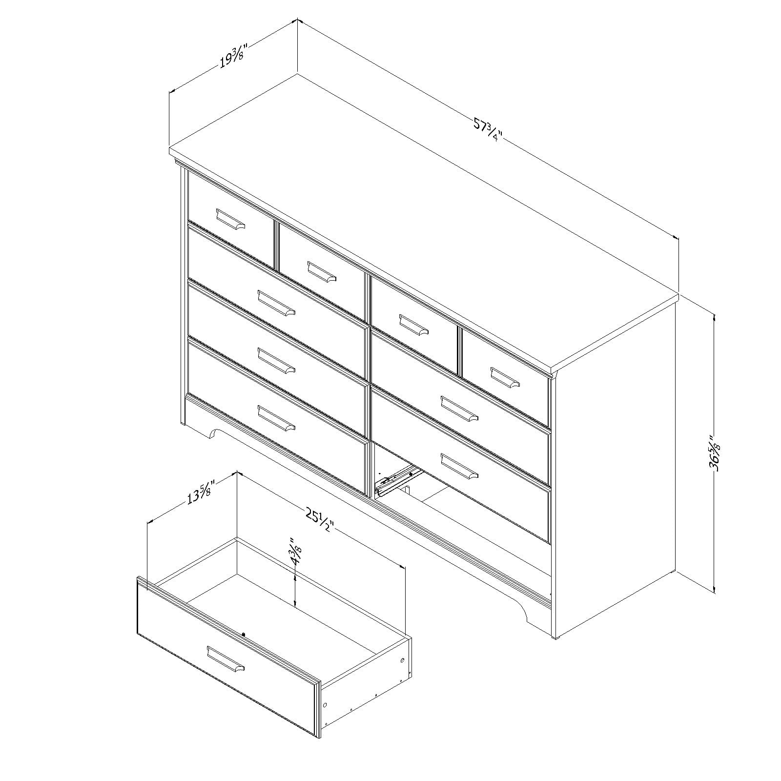 South Shore Versa 8-Drawer Double Dresser, Multiple Finishes