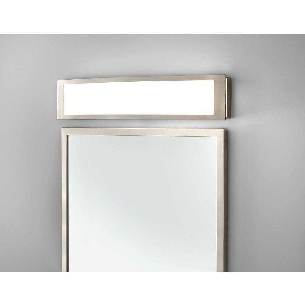 Hampton Bay Woodbury 24.6 in. 1-Light Brushed Nickel Integrated LED Bathroom Vanity Light Bar with Frosted Acrylic Shade IQP1301LX-07BN