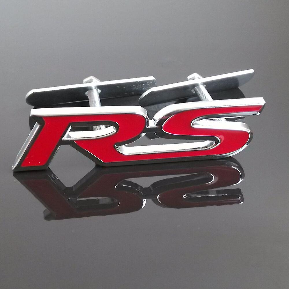 Car Suv 3d Metal Bumpers Door Exterior Badge Emblem Decals Red Rs Logo Sticker