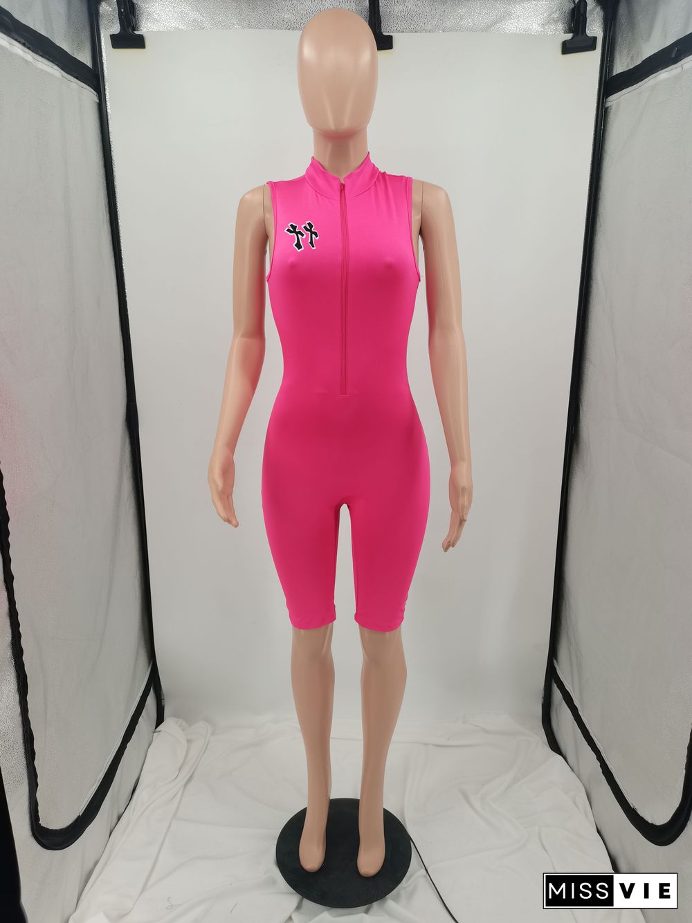 Activewear Sleeveless Zipper Body-shaping Rompers