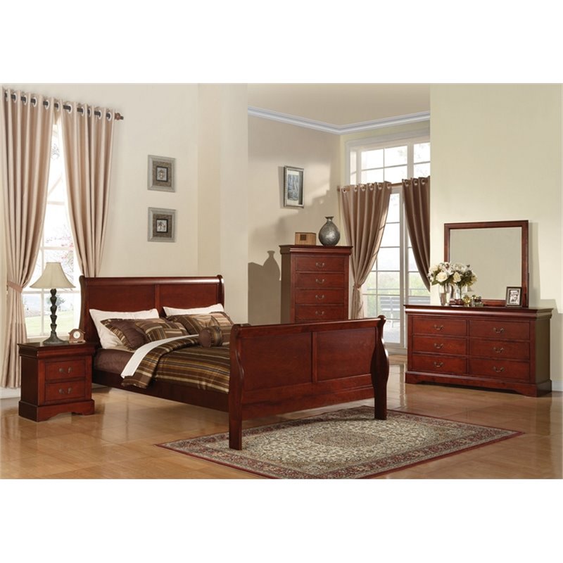 Bowery Hill Traditional Wood Sleigh King Bed in Cherry