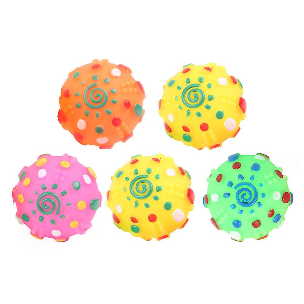 5pcs Dog Sound Toy Funny Playing Toy Creative Pet Ball Toy Bite Resistance Ball (random Color)