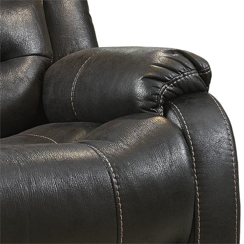 Leatherette Metal Frame Power Lift Recliner with Tufted Back Black   Contemporary   Recliner Chairs   by Homesquare  Houzz