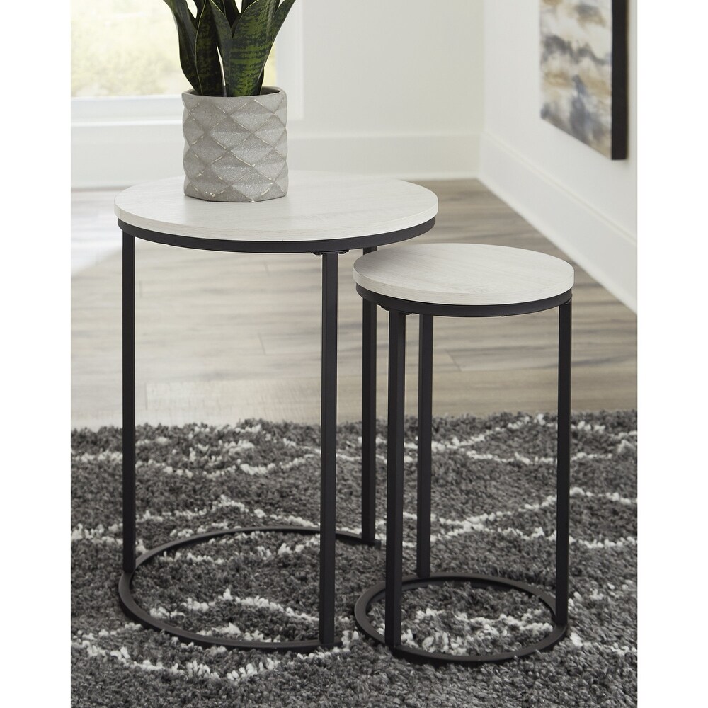 Briarsboro White/Black Nesting Accent Table Set  Set of 2   18.13x18.13x22.88 in  11.75x11.75x20 in