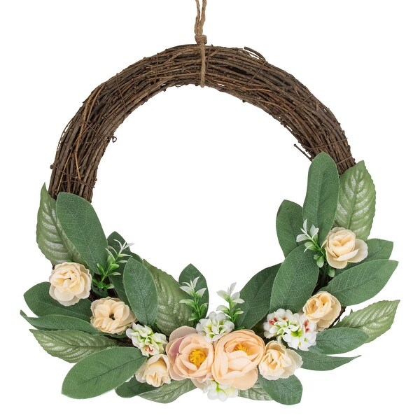 14 Mini Peach Rose Half Floral Spring Wreath