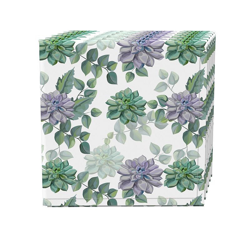 Napkin Set of 4， 100% Cotton， 20x20， Succulents and Tropical Leaves