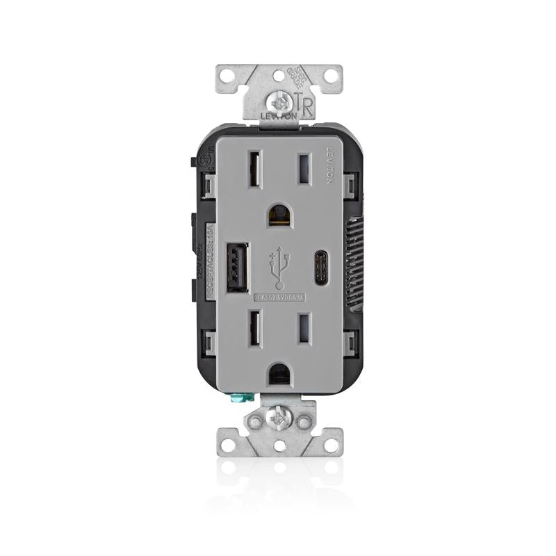 USB/DPLX OUTLET 15A GRY