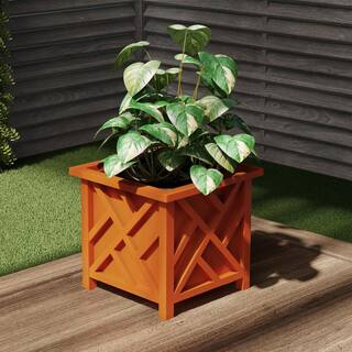 Terracotta Plastic Square Box Planter with Lattice Pattern HW155011