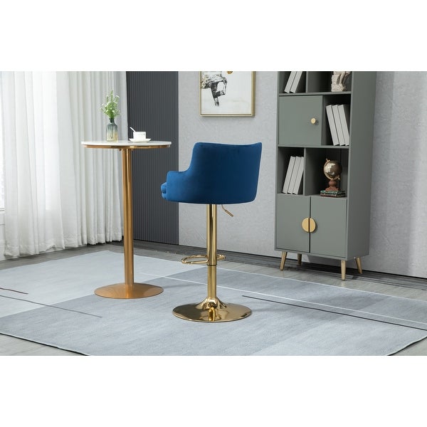 Modern Swivel Barstools with Footrest Velvet Adjustable Height Bar Chairs