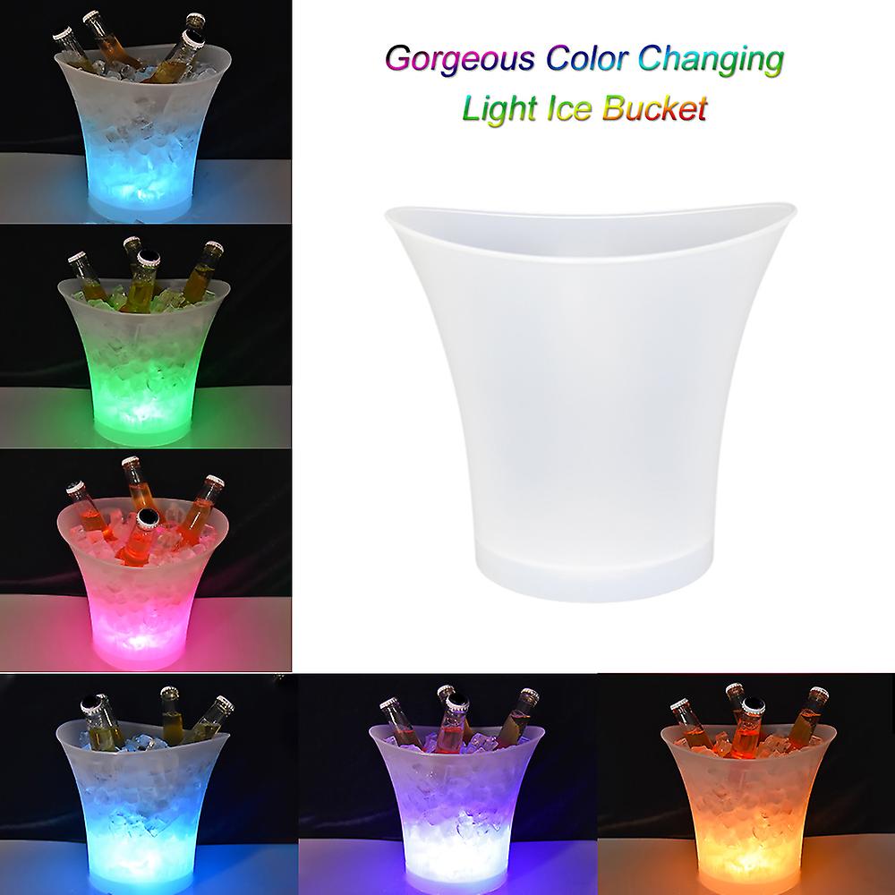 5l High Capacity Led Light Lamp Ice Bucket Curve Design Automatic Color Changing Battery Powered Operated Ip65 Water Resistance For Home Party Bar Clu